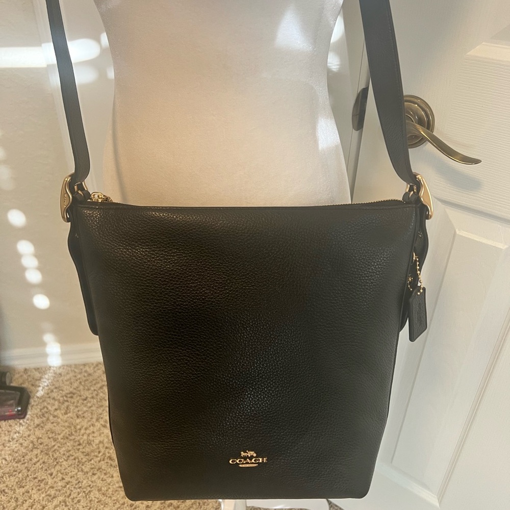 NWT Coach Black Pebbled Leather Shoulder Bag